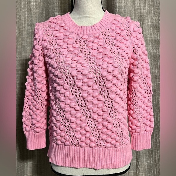 FORTE CASHMERE size medium pink bubble sweater 3/4 sleeves wear tank under NWT - Picture 9 of 9